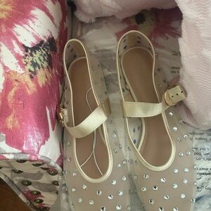 Old Navy Cream Mary Jane Flats with Rhinestones